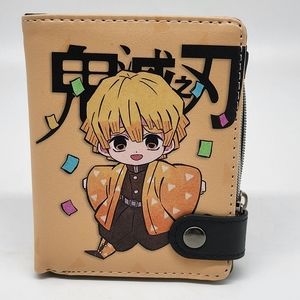 Demon Slayer Kimetsu No Yaiba Kawaii Chibi Zenitsu Agatsuma Bifold Wallet Unisex